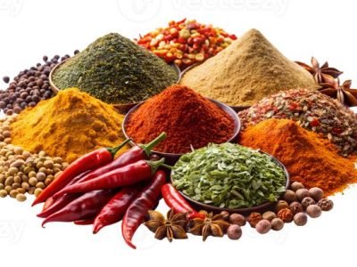 A colorful display of various spices and herbs A colorful display of various spices and herbs